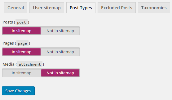 Post types sitemap